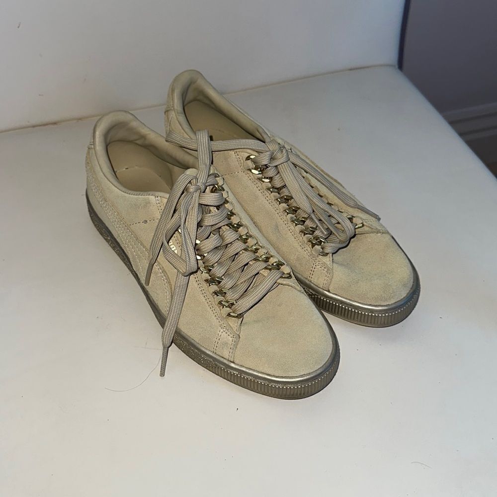 Puma classic suede chain sneakers in reed yellow - Picture 2 of 5